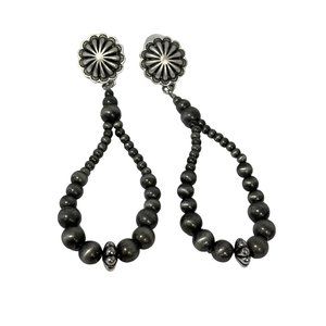 Navajo Pearl Concho Earrings Womens Faux Silver Tone Bohemian Hippie NEW